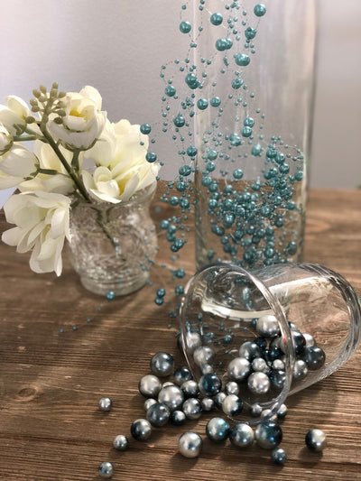 Teal Pearl Beaded Garland 5ft DIY Floating Pearl Beaded Garland, Candle wreath decors
