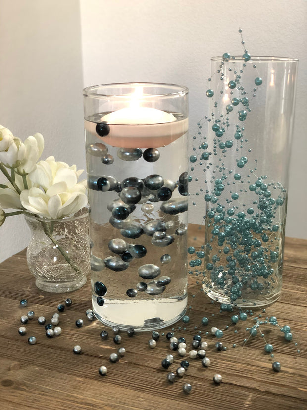 Floating Pearls Ombre/Watercolor Teal/Silver 60pc mix size pearls. DIY –  Bungalow Daisy