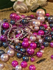 Gray, Light Pink, Fushia DIY Floating Pearl Centerpiece 150pc Mix size no hole pearls
