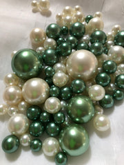 Sage Green Ivory Pearls For Floating Pearl Centerpiece, Table Scatters