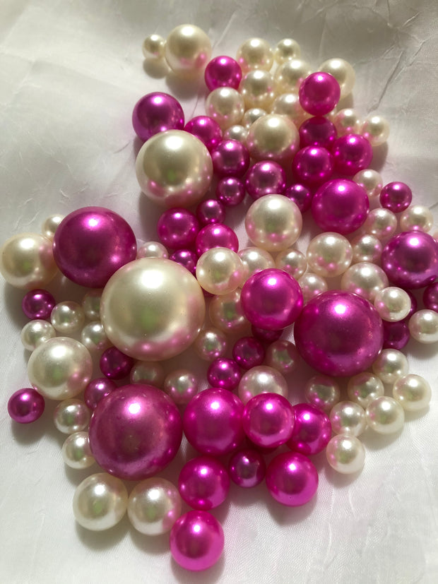 Magenta Ivory Pearls, Vase Fillers For Floating Pearl Centerpiece, Table Scatters