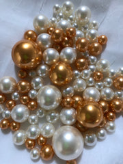 Gold Ivory Pearls, Vase Fillers For Floating Pearl Centerpiece, Table Scatters
