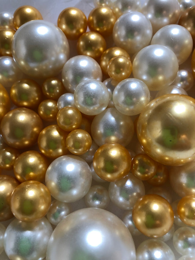 Champagne Gold Ivory Pearls, Vase Fillers For Floating Pearl Centerpiece, Table Scatters