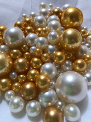 Champagne Gold Ivory Pearls, Vase Fillers For Floating Pearl Centerpiece, Table Scatters