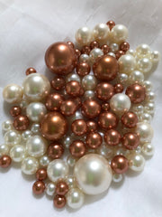Burnt Orange Ivory Pearls, Vase Fillers For Floating Pearl Centerpiece, Table Scatters