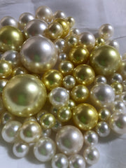 Yellow Ivory Pearls, Vase Fillers For Floating Pearl Centerpiece, Table Scatters