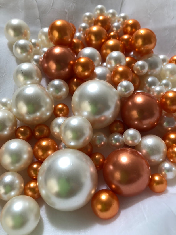Orange Ivory Pearls, Vase Fillers For Floating Pearl Centerpiece, Table Scatters