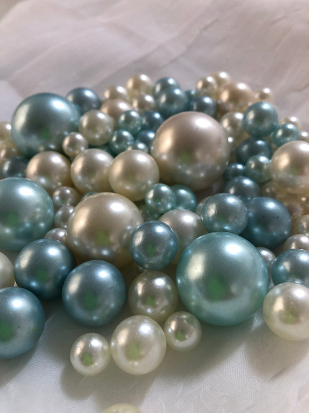Light Blue Ivory Pearls, Vase Fillers For Floating Pearl Centerpiece, Table Scatters