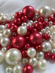 Red Ivory Pearls, Vase Fillers For Floating Pearl Centerpiece, Table Scatters
