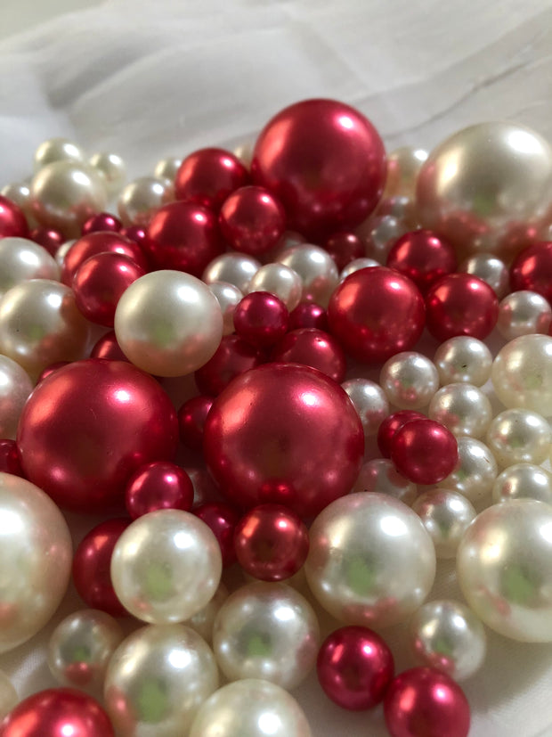 Red Ivory Pearls, Vase Fillers For Floating Pearl Centerpiece, Table Scatters