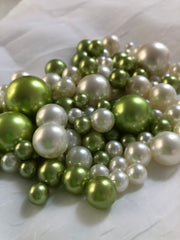 Lime Mint Ivory Pearls, Vase Fillers For Floating Pearl Centerpiece, Table Scatters
