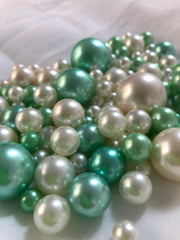 Seafoam Green Ivory Pearls, Vase Fillers For Floating Pearl Centerpiece, Table Scatters
