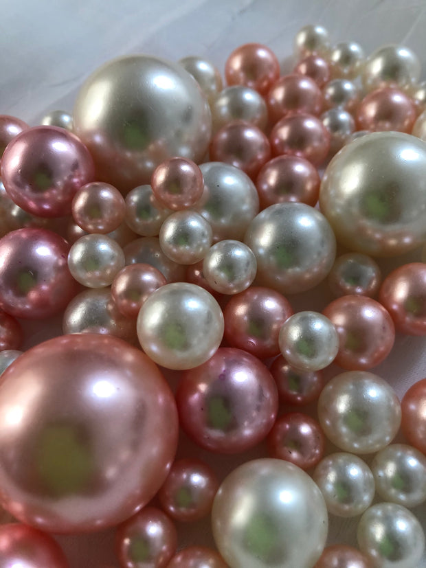 Rose Gold Ivory Pearls, Vase Fillers For Floating Pearl Centerpiece, Table Scatters