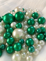 Emerald Green Ivory Pearls, Vase Fillers For Floating Pearl Centerpiece Decor