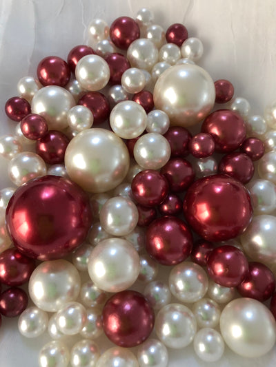 Burgundy Ivory Pearls, Vase Fillers For Floating Pearl Centerpiece Decor