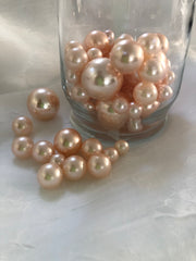Blush Pink Vase Filler Pearls, Floating Pearl Centerpiece, Scatters, Confetti, No Hole Pearl