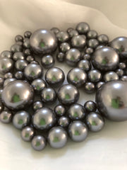 Gray Vase Filler Pearls,  Floating Pearl Centerpiece, Scatters, Confetti No Hole Pearls