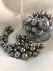 Gray Vase Filler Pearls,  Floating Pearl Centerpiece, Scatters, Confetti No Hole Pearls