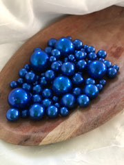 Royal Blue Vase Filler Pearls, Floating Pearl Centerpiece, Table Scatters