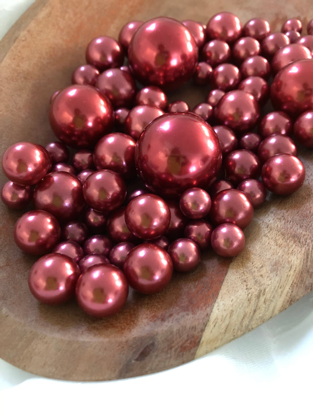Burgundy vase filler pearls, floating pearl centerpiece, table scatters
