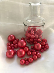 Red Pearls - vase filler pearls, floating pearl decor, table confetti, no hol pearls