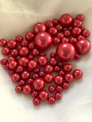 Red Pearls - vase filler pearls, floating pearl decor, table confetti, no hol pearls