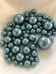 Dusty Blue Vase Filler Pearls, Floating Pearl Centerpiece, Table Scatters