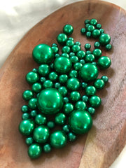 Emerald Green Vase filler pearls, floating pearl centerpiece, table confetti, no hole pearls
