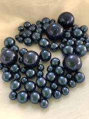 Navy Blue Vase Filler Pearls, Floating Pearl Centerpiece, Table Scatters