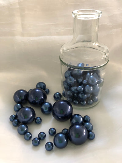 Navy Blue Vase Filler Pearls, Floating Pearl Centerpiece, Table Scatters