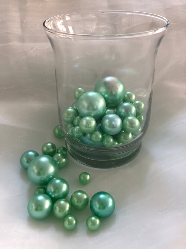 Seafoam Green Vase filler pearls, floating pearl centerpiece, table scatters