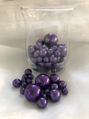 Purple Vase Filler Pearls, Floating Pearl Centerpiece, Table Scatters, No Hole Pearls