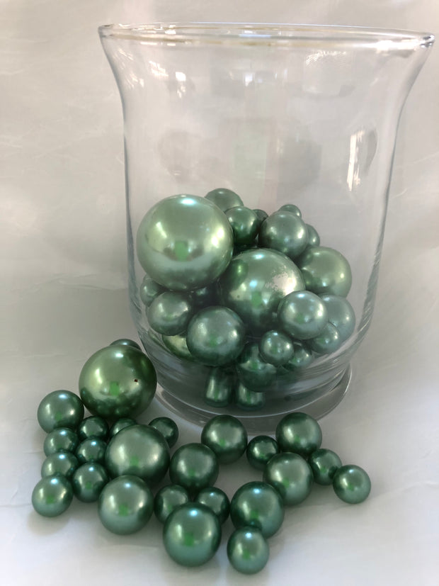 Sage Green Pearls For Floating Pearl Centerpieces, Vase Fillers, Table Confetti