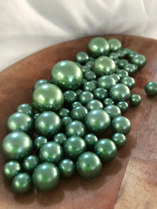 Sage Green Pearls For Floating Pearl Centerpieces, Vase Fillers, Table Confetti
