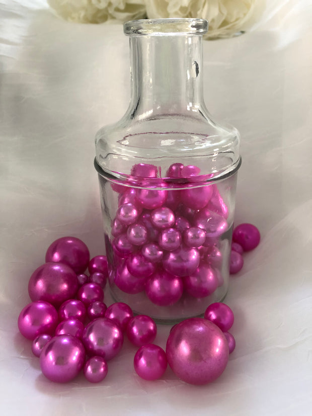 Magenta Pink Vase Filler Pearls, Floating Pearl Centerpiece, Table Confetti