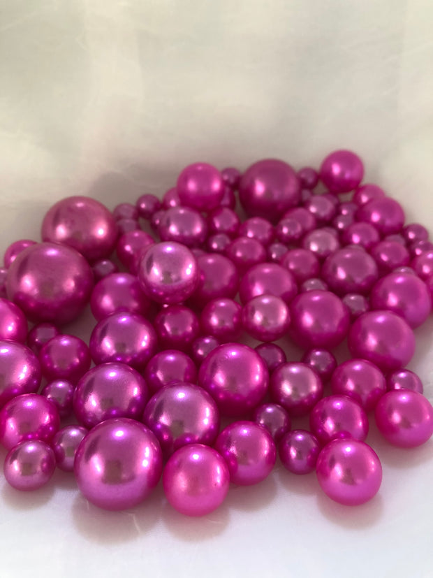 Magenta Pink Vase Filler Pearls, Floating Pearl Centerpiece, Table Confetti