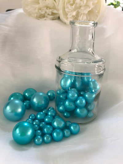 Turquoise Blue vase fillers, floating pearl centerpiece, table scatters