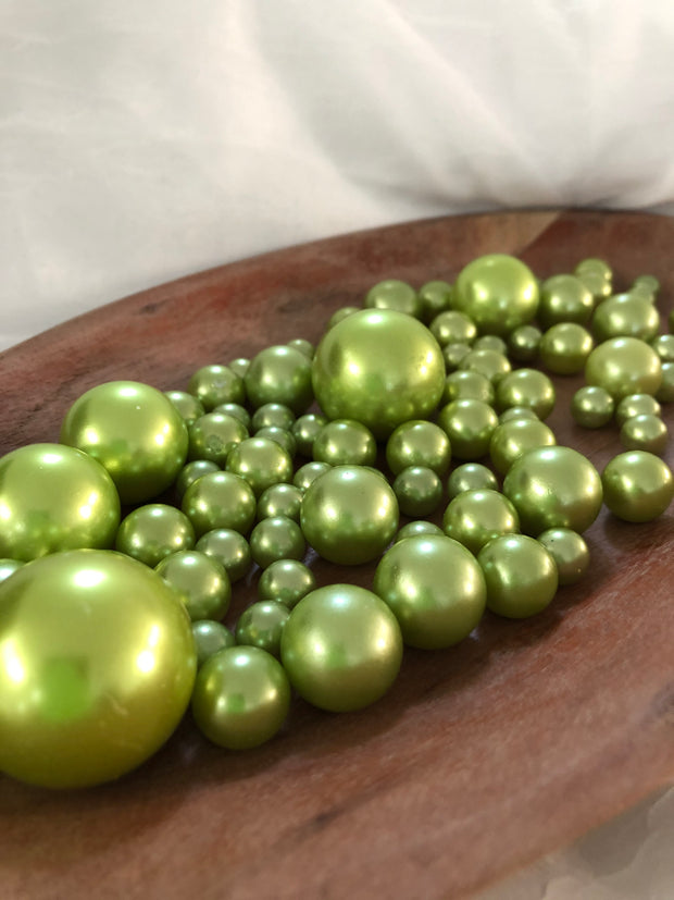 Lime Mint Green Pearls Vase Filler Pearls, Floating Pearl Decor, Table Scatters