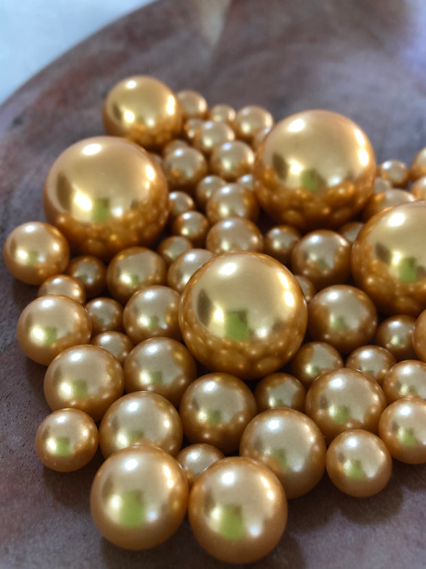 Gold Pearls Vase filler pearls, floating pearl decor, table confetti