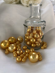 Champagne Gold Vase Filler Pearls, Floating Pearl Centerpiece, Table Scatters