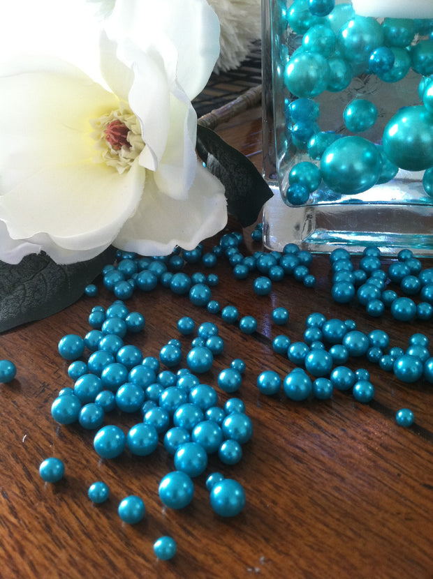 Teal Blue Pearls For Floating Pearl Centerpieces, Jumbo Pearls Vase Fillers, Scatters, Confetti
