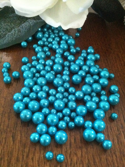 Turquoise Green Pearls Candle Votive Fillers (400pcs) No Hole Pearls Mix Size, Table Scatters