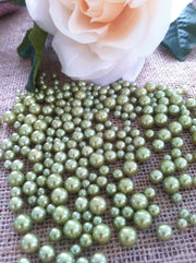 Seafoam Green Pearls Candle Votive Fillers (400pcs) No Hole Pearls Mix Size, Table Scatters