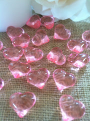 50pc Acrylic Pink Heart Shaped Diamond Gems - Table Scatters, Confetti