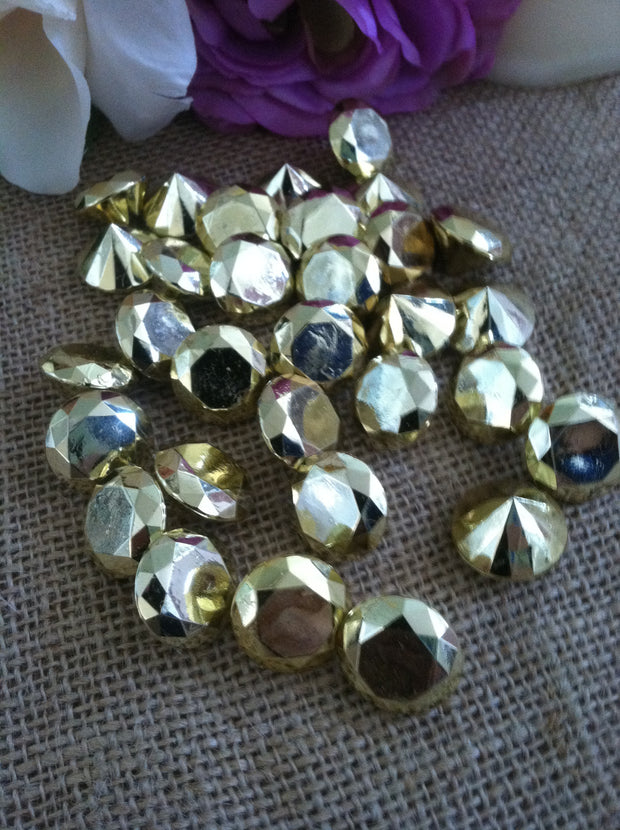 100 Gold Diamond Confetti 3/4" Wedding Party Table Decoration Scatter, Vase Filler Gems