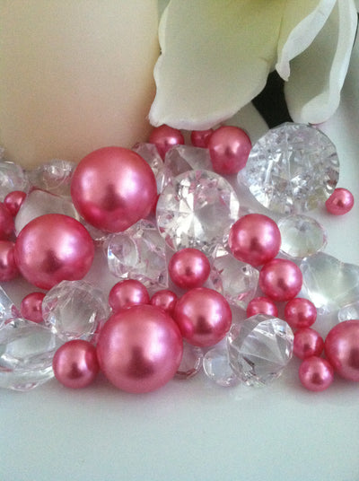 Pink pearls diamond vase fillers, table scatters confetti, bowl fillers