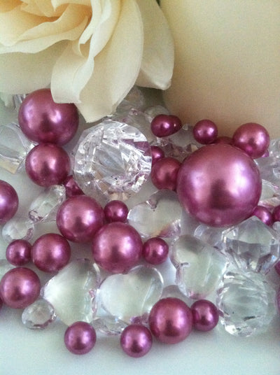 Orchid purple pearls diamond vase fillers, table confetti scatters