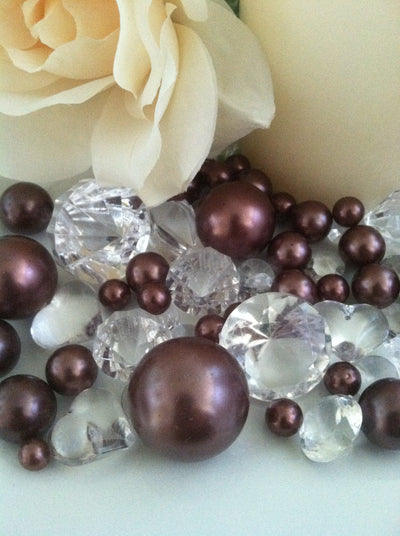 Brown pearls diamond vase fillers, table scatters confetti, bowl fillers