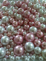 Light Pink And White Pearls No Holes Vase Fillers/Floating Pearl Centerpieces (375pc mix)