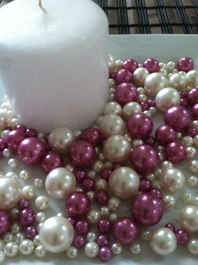 Orchid Purple And Ivory Pearls No Holes Vase Fillers/Floating Pearl Centerpieces (375pc mix)